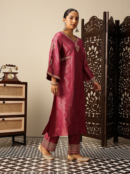 Floral Yoke Design Thread Work Jashn Kurta with Trousers & Dupatta