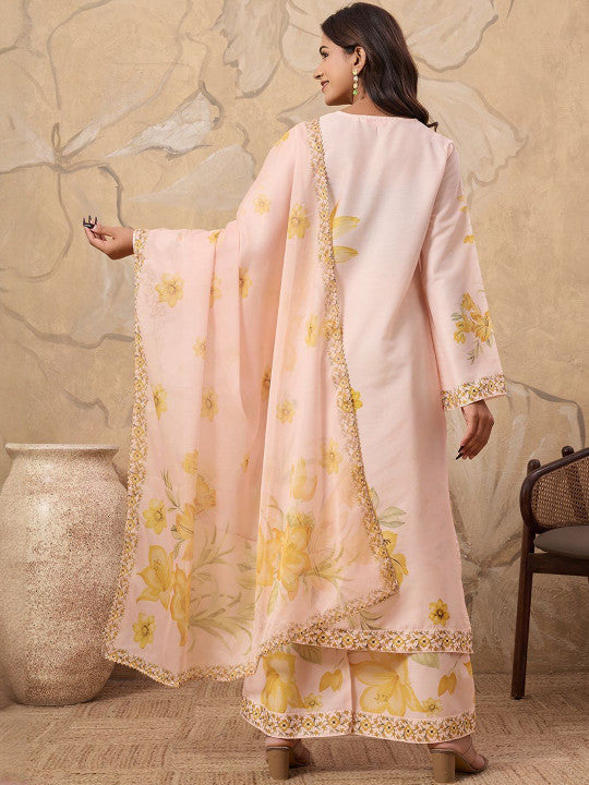 Women Floral Printed Kurta with Palazzos & Dupatta