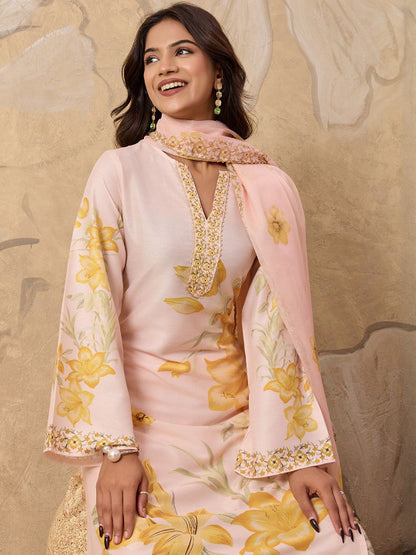 Women Floral Printed Kurta with Palazzos & Dupatta