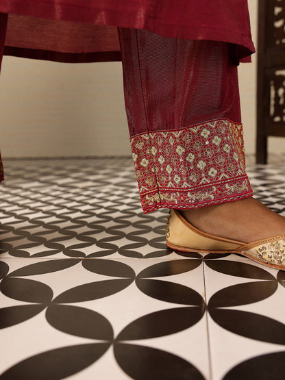 Floral Yoke Design Thread Work Jashn Kurta with Trousers & Dupatta