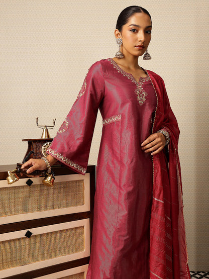 Floral Yoke Design Thread Work Jashn Kurta with Trousers & Dupatta