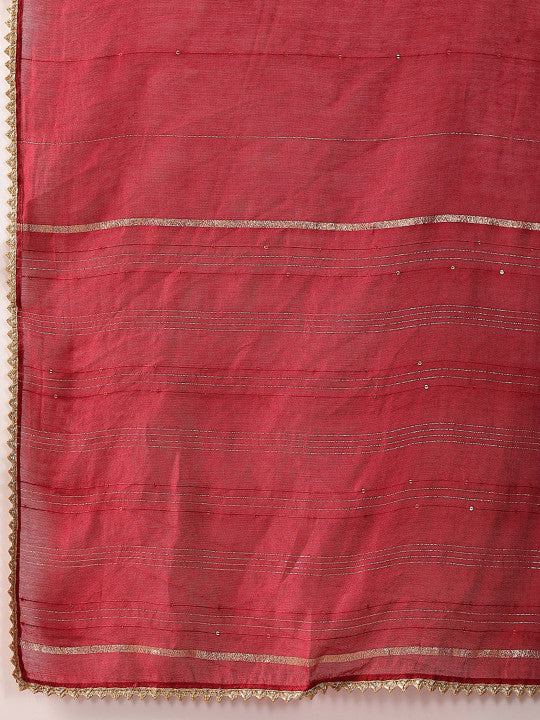 Floral Yoke Design Thread Work Jashn Kurta with Trousers & Dupatta